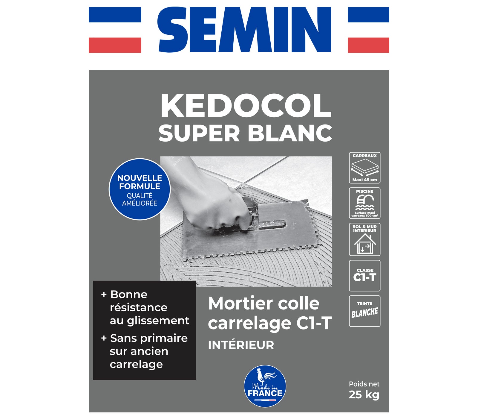 Mortier Colle pour Carrelage Kedocol Super Blanc Semin, Poudre, Intérieur, sac de 25 kg - 7