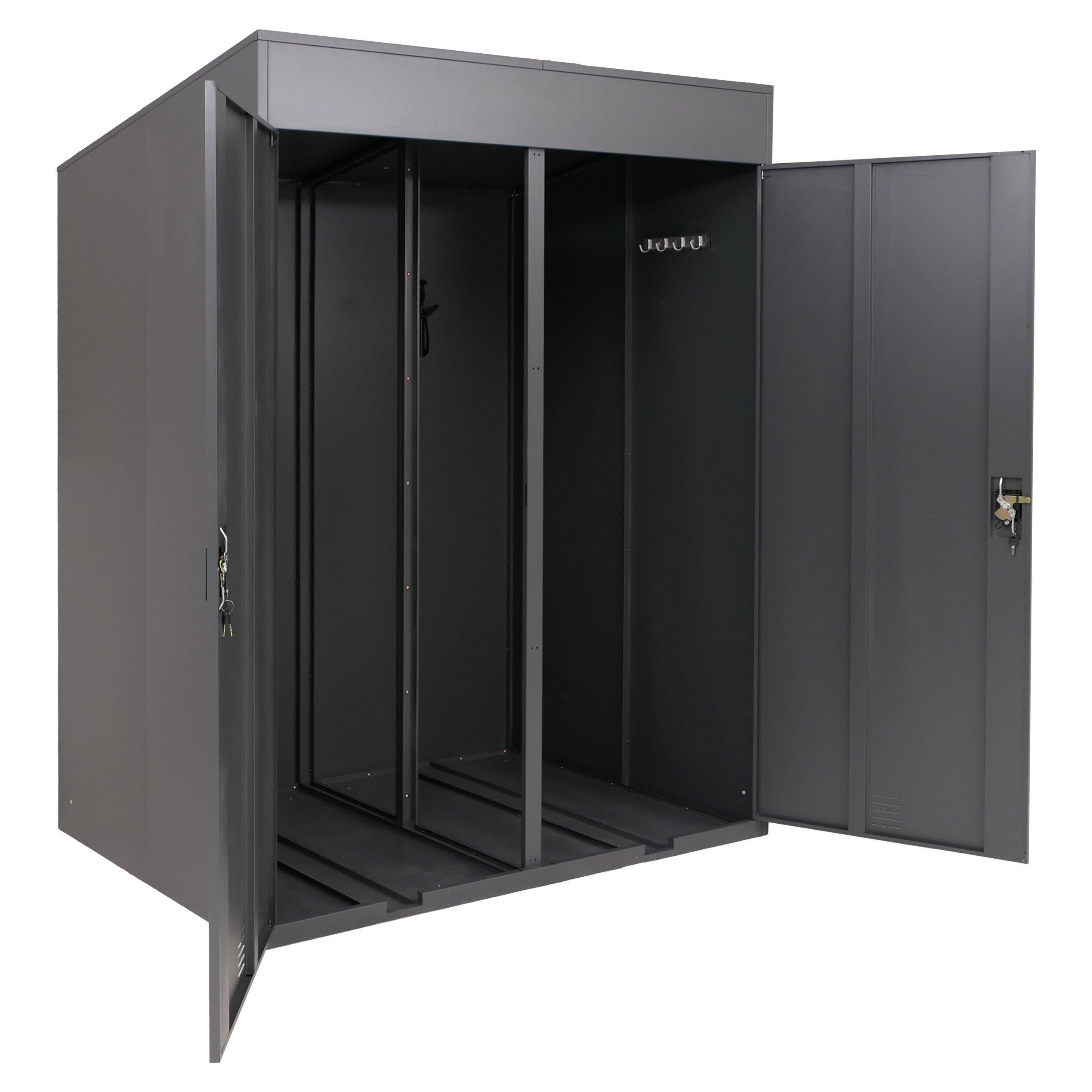 Garaż na 2 rowery HWC-H66b, boks rowerowy, wiata rowerowa z zamkiem, metalowa, 213 x 158 x 125 cm ~ antracytowa