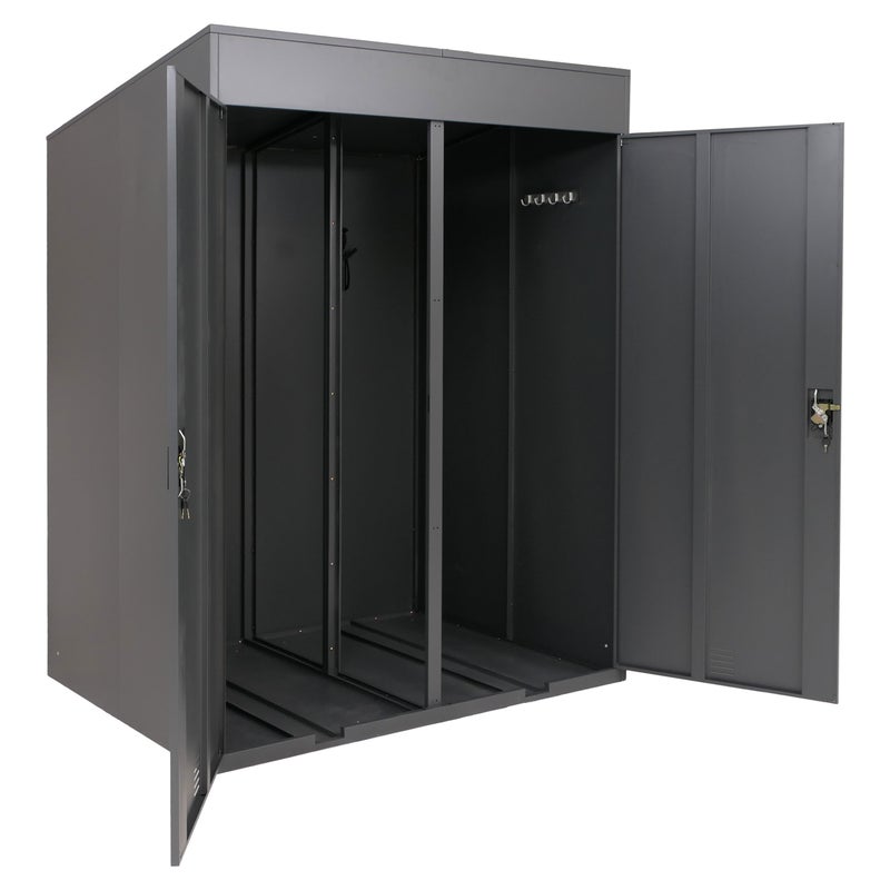 Garaż na 2 rowery HWC-H66b, boks rowerowy, wiata rowerowa z zamkiem, metalowa, 213 x 158 x 125 cm ~ antracytowa