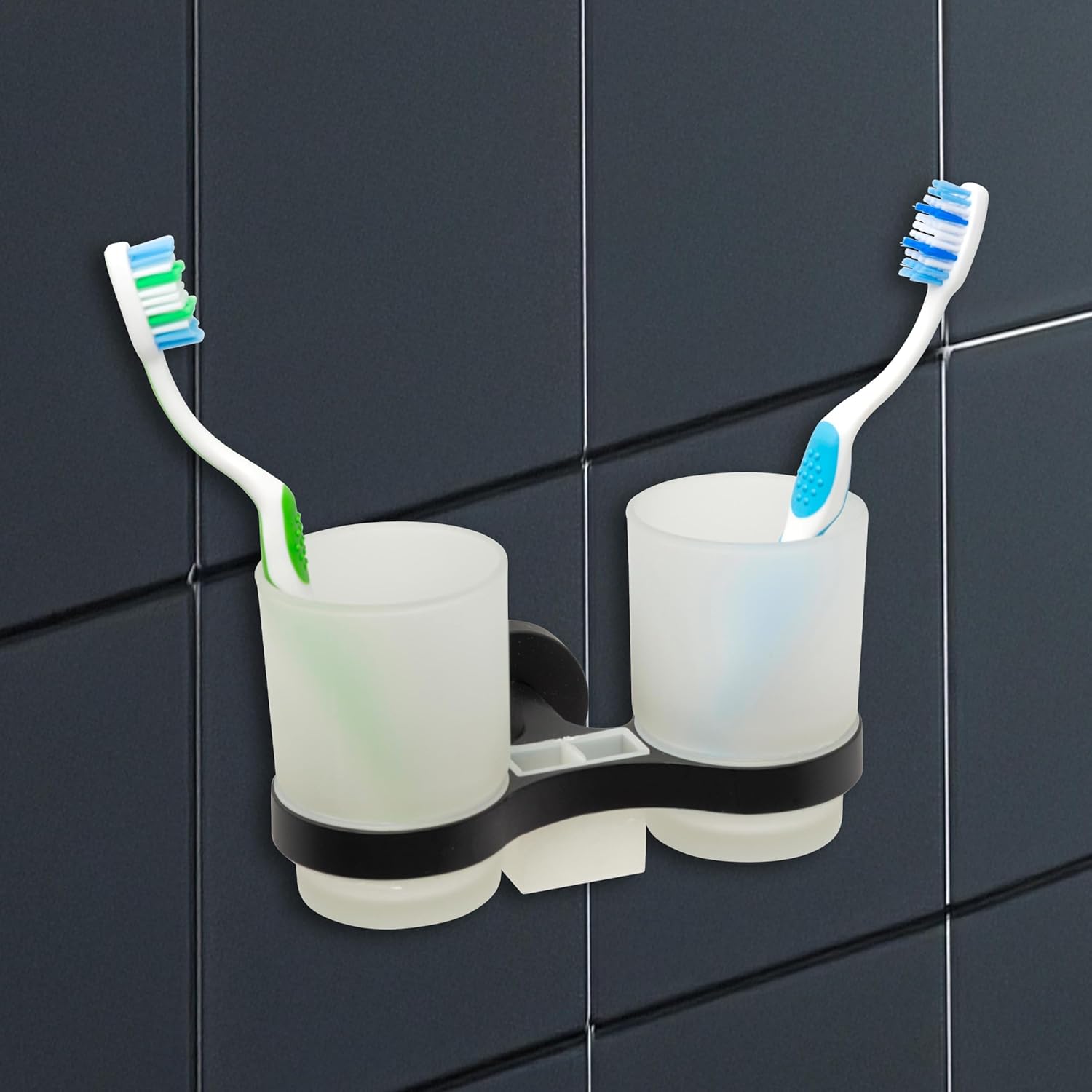 Naścienny samoprzylepny uchwyt na szczoteczkę do zębów podwójną szybą Nie wymaga wiercenia Nowoczesny design Elegancki uchwyt szczoteczkę pastę zębów