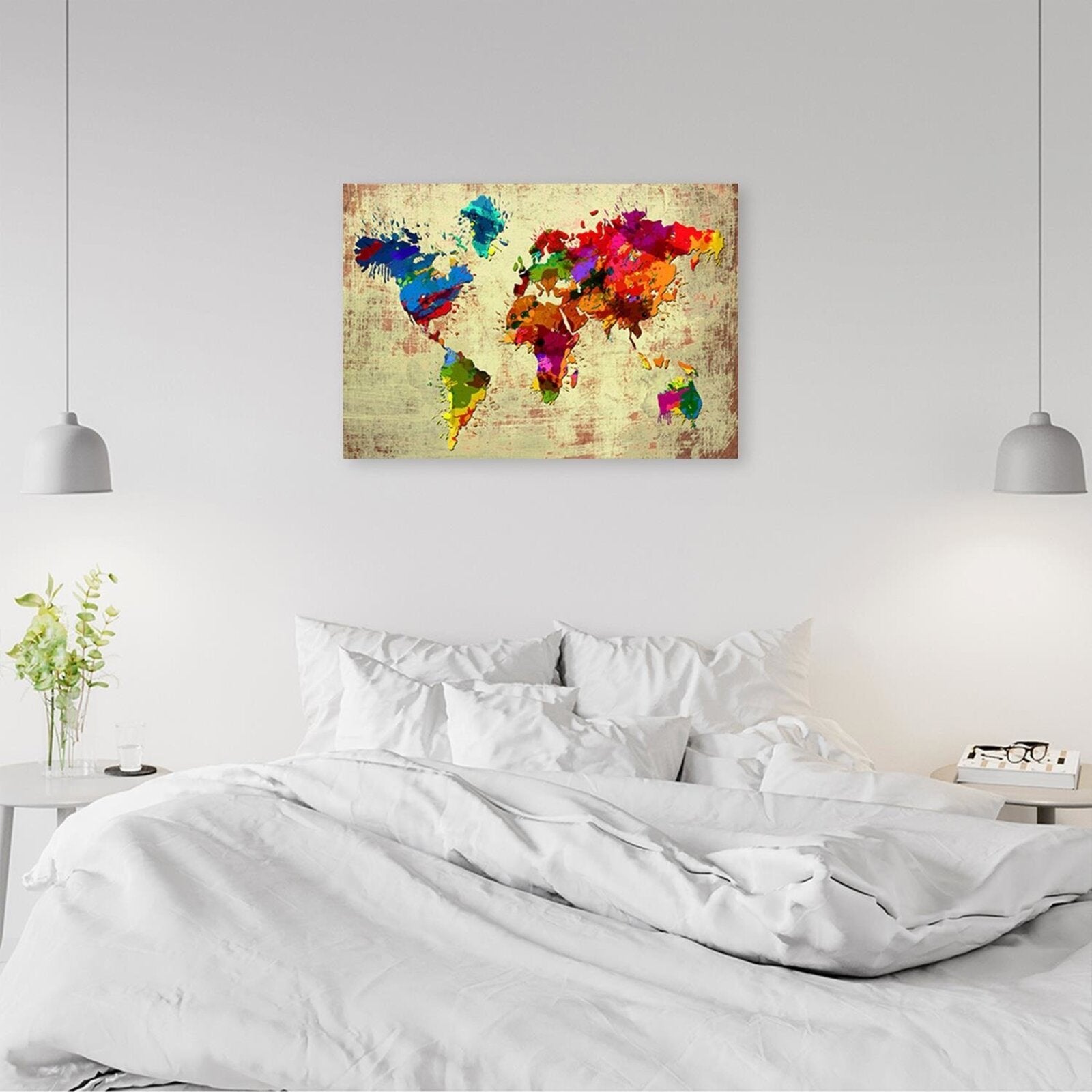 Tableau carte du monde bois en couleur - 120 x 80 cm - 4