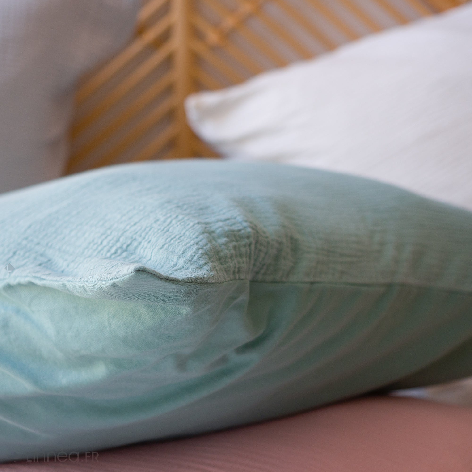 Parure de lit 140x200 cm double gaze de coton GAZGAZ vert kaki 2 pièces - 5