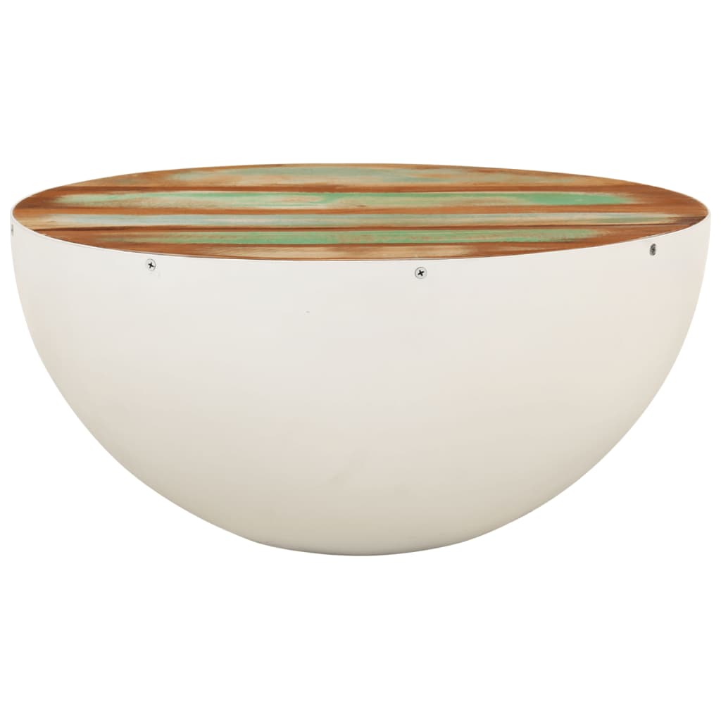 Tavolino a Ciotola Bianco Ø50x24 cm Legno Massello di Recupero vidaXL - 2