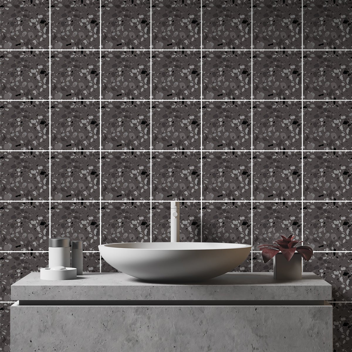 24 vinilos baldosas de cemento terrazzo isabella - adhesivo de pared - revestimiento sticker mural decorativo - 24stickers15x15cm