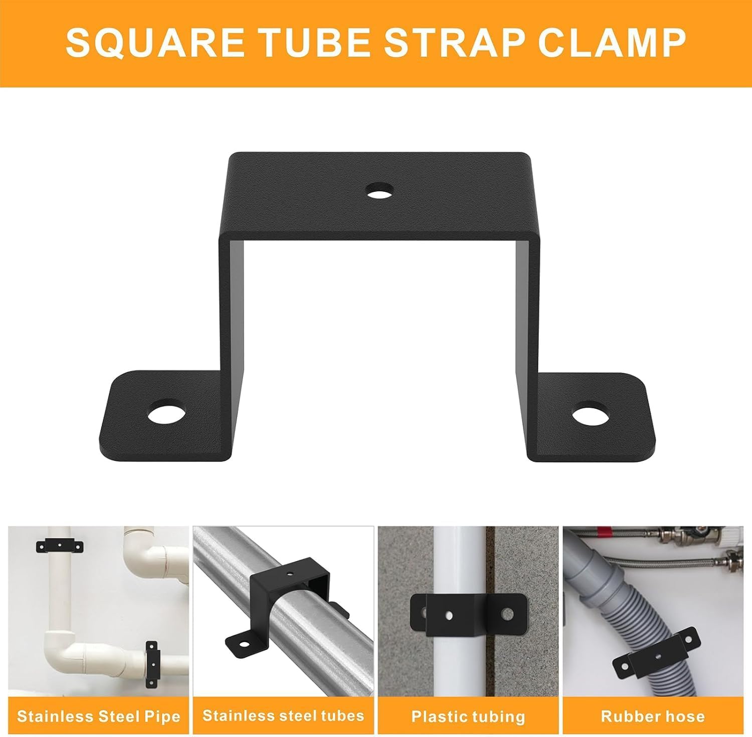 Lot de 4 colliers de serrage carrés en forme de U, support de fixation murale pour poteaux de clôture, supports de fixation murale adaptés - 2