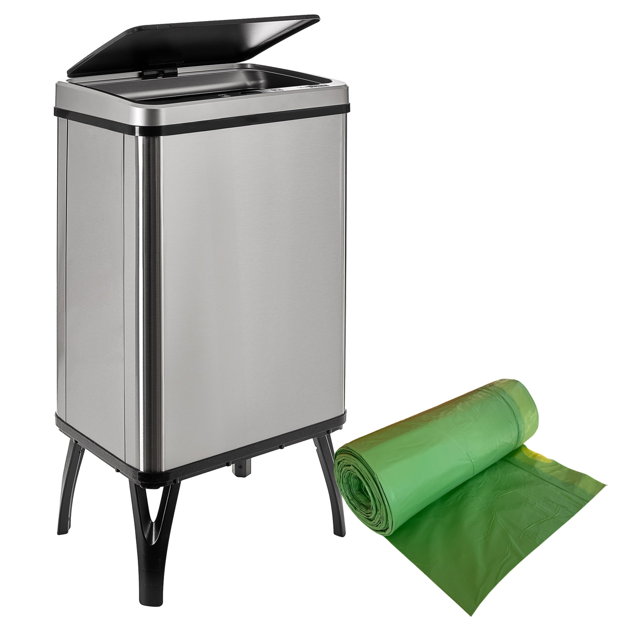 WELLHOME Cubo de Basura inteligente de 40L Gris con Rollo 30 Bolsas Autocierre Leroy Merlin