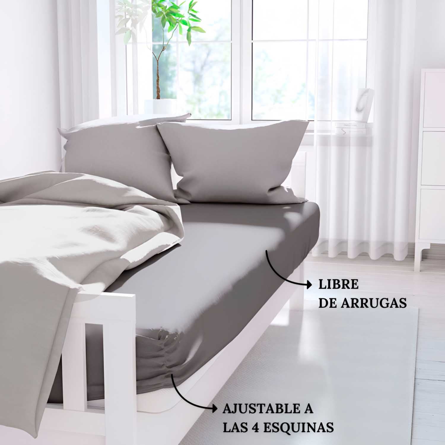 ICEHOME - Lençol de cama 150 - Poliéster de microfibra - CINZA 7 - 3