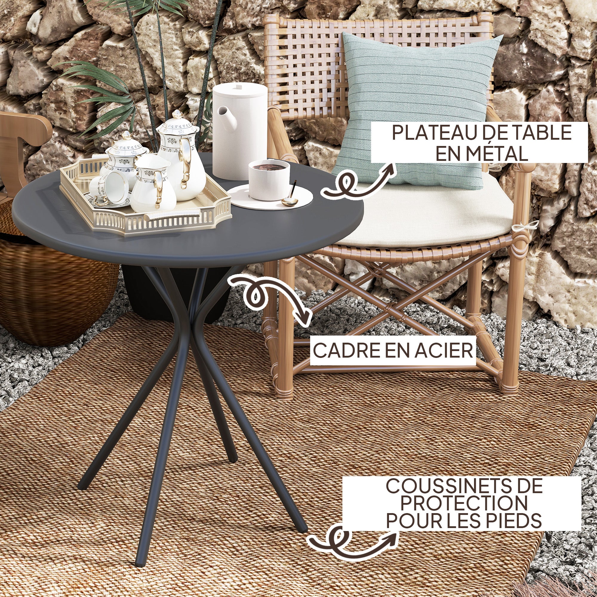 Table de jardin Acier Outsunny - 5