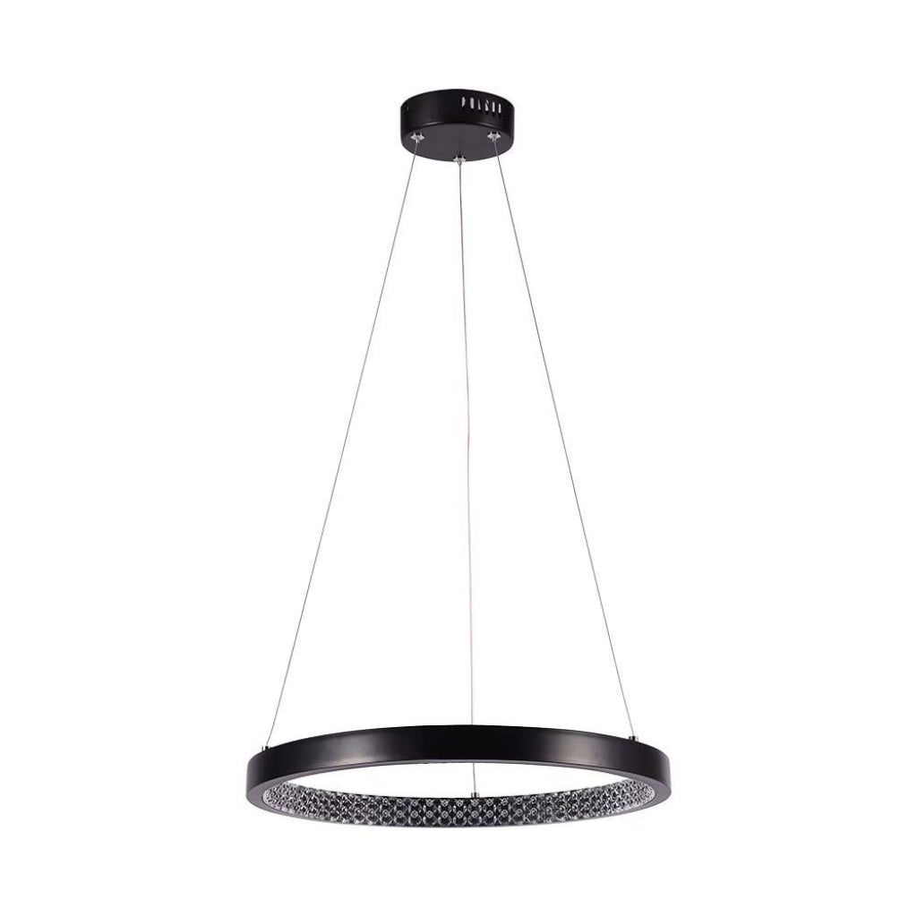 Okrągła lampa wisząca LED 19W z czarnego metalu, średnica: 40 cm, wysokość: 108 cm, 4000 K
