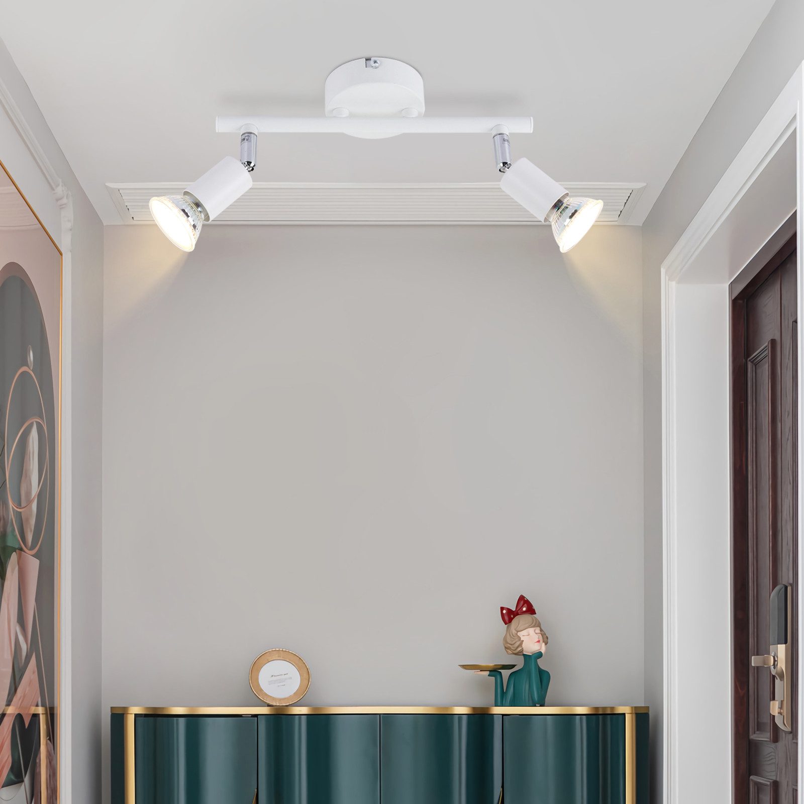 NETTLIFE Plafonnier LED 2 spots GU10 - Spot de Plafond Lampe de Plafond Moderne Intérieur Blanc pour Salon Salle de Bain Cuisine Bureau - 8