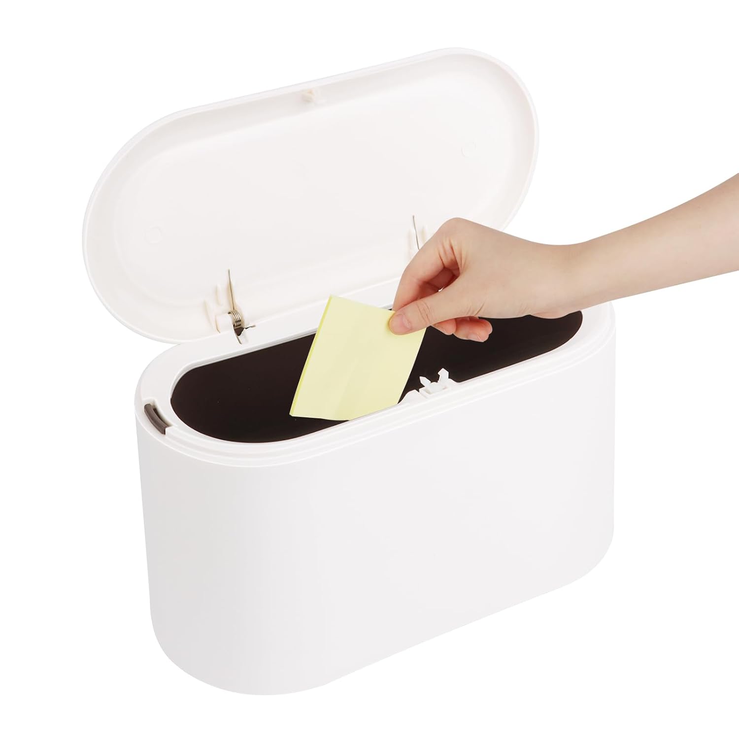Kosz na śmieci stołowy z pokrywką, miniaturowy, rozkładany kosz na śmieci, biały, mały, plastikowy kosz na śmieci stołowy do biura, samochodu, łazienk