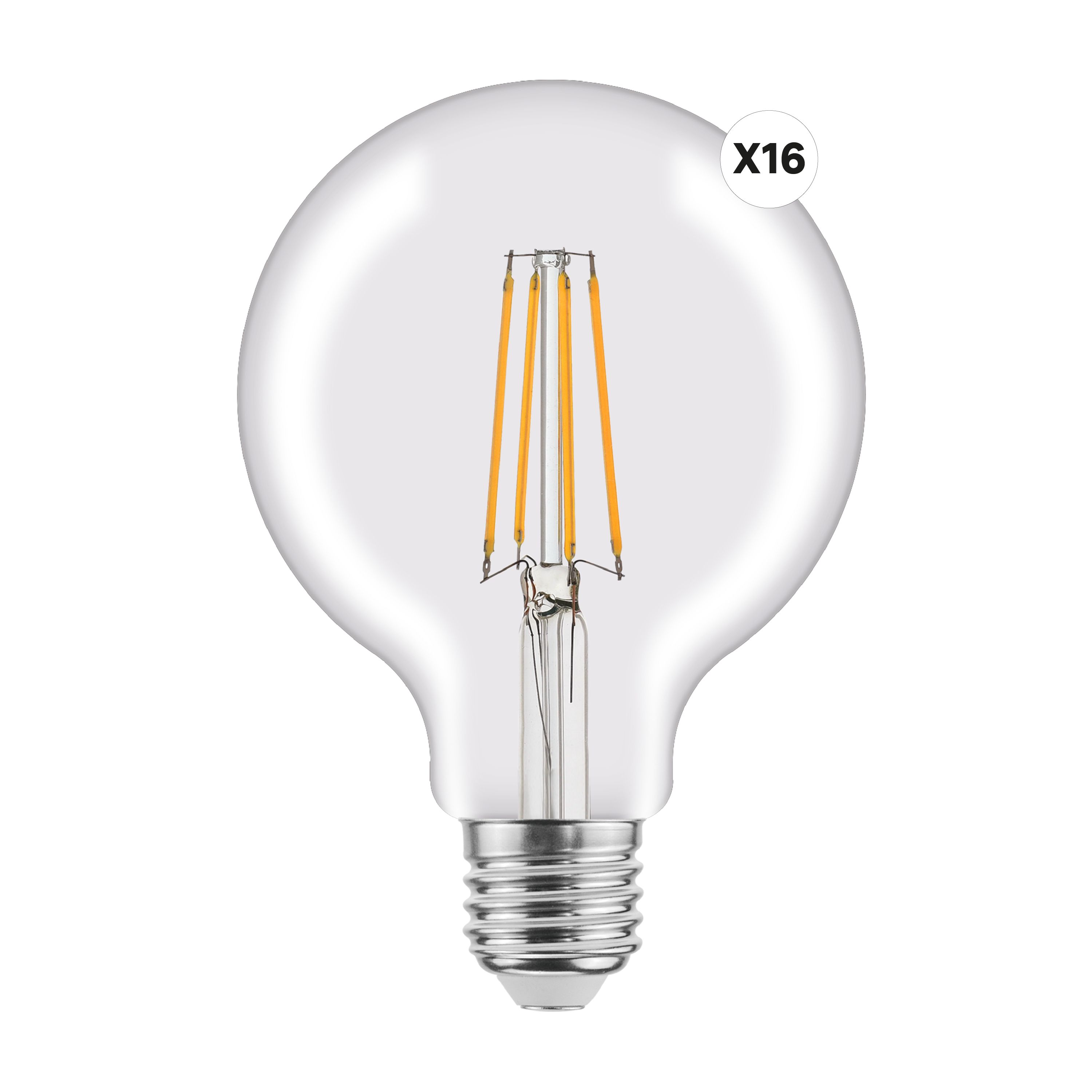 LEXMAN - Juego de 16 bombillas de filamento LED - E27 - 806LM - equivalente a 5,9W 60W - Ø 95 mm - 2700K - Blanco cálido - 2