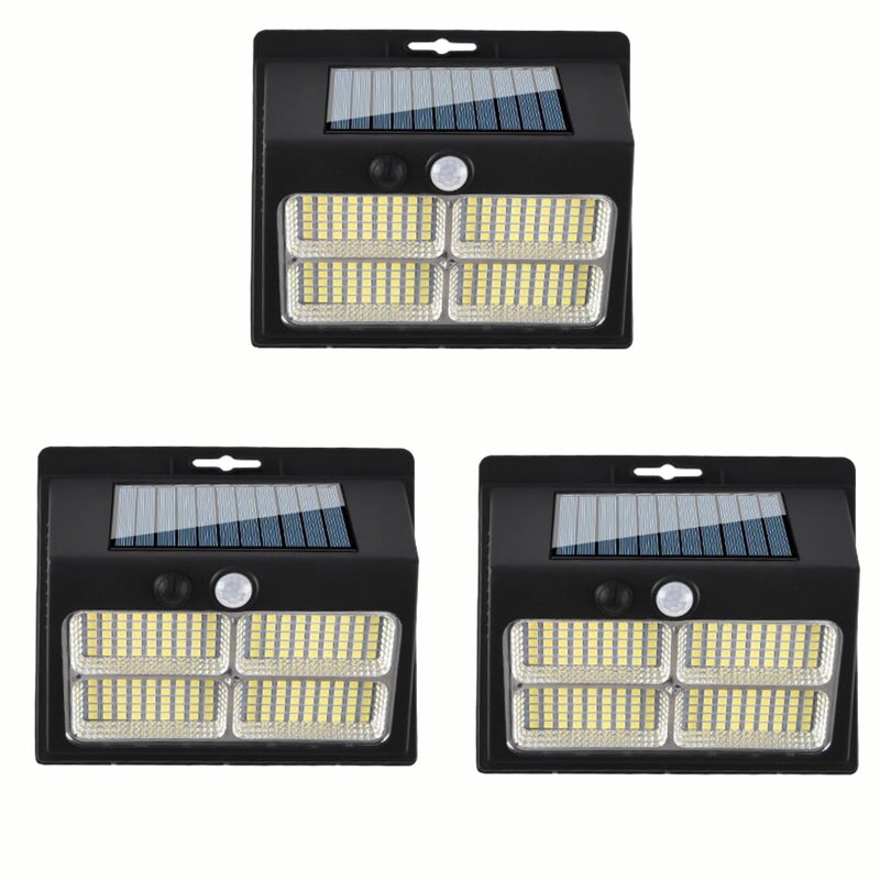 3 sztuki zewnętrznych lamp solarnych z czujnikiem ruchu, 3 tryby, solarny kinkiet COB do domu, odpowiedni do ogrodu na dziedzińcu