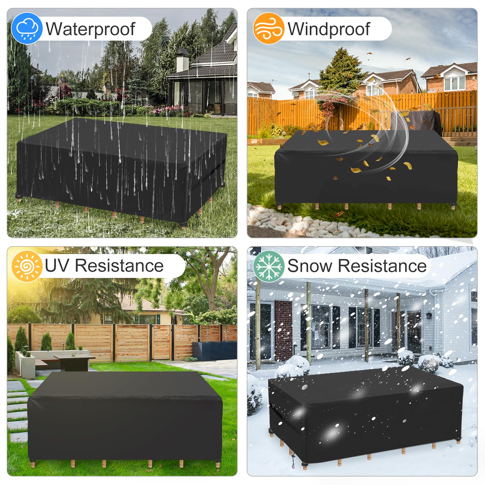 Capa para Mesa de Jardim, Lona Retangular 213*132*74 cm, Capa Protetora para Móveis de Jardim, Lona Impermeável para Mesa de Jardim, Capa Protetora - 6