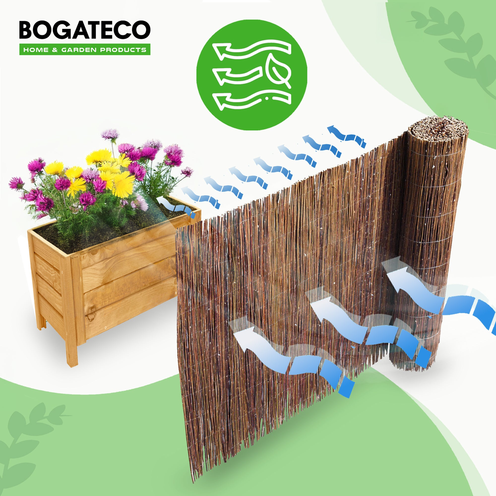 BOGATECO Clôture d'intimité en osier en bois 90 cm de haut et 300 cm de long | Parfait pour le jardin, le balcon et la terrasse | Fabriqué en Europe - 7
