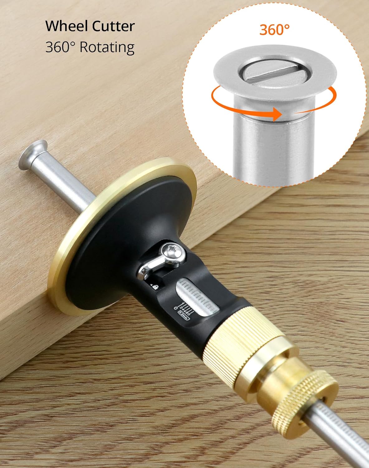 Trusquin de Traçage avec Fonction de Micro Réglage - Trusquin de Menuisier pour le Traçage et la Mesure de Profondeur - Lecture Métrique de 12 cm - 3