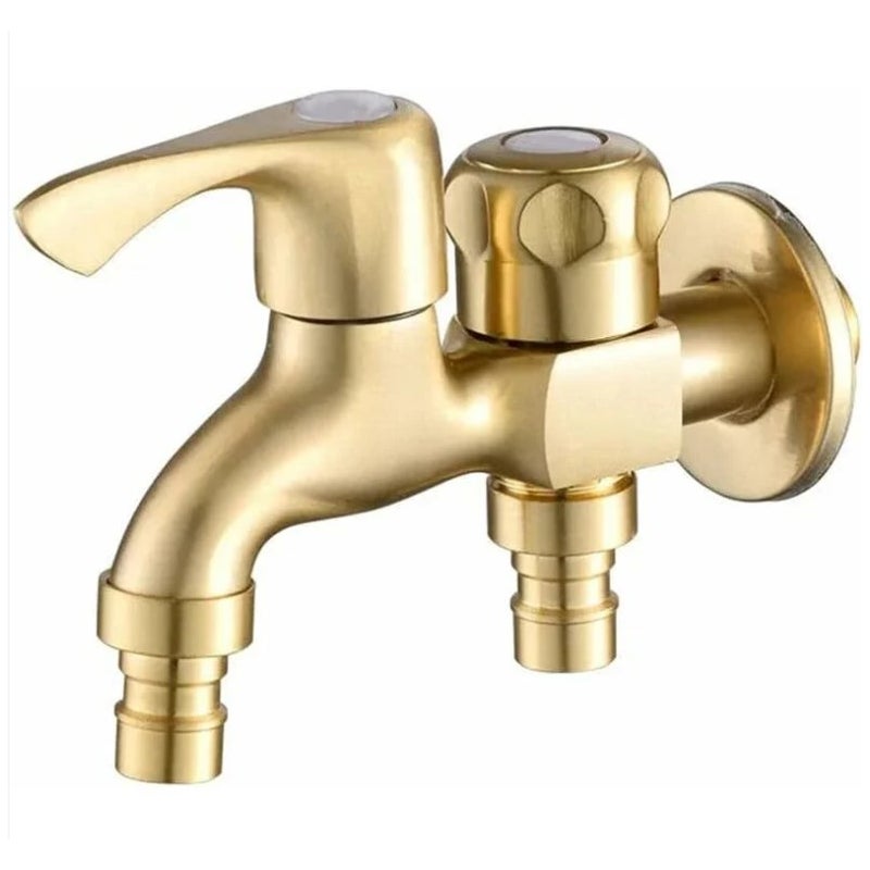 Podwójny kran wodny, kran ogrodowy, podwójny kran do pralki z mosiądzu, podwójny kran zewnętrzny z przyłączem G1/2