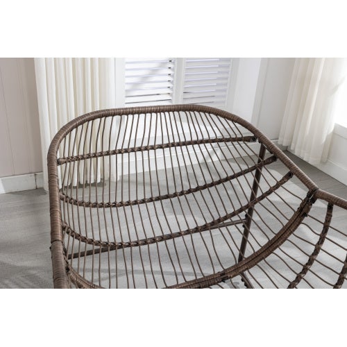 Fauteuil à Bascule Œuf en Résine Tressée, Chaise Rocking Extérieur Intérieur avec Coussin Épais, Grand Confort, Gris Foncé - 7