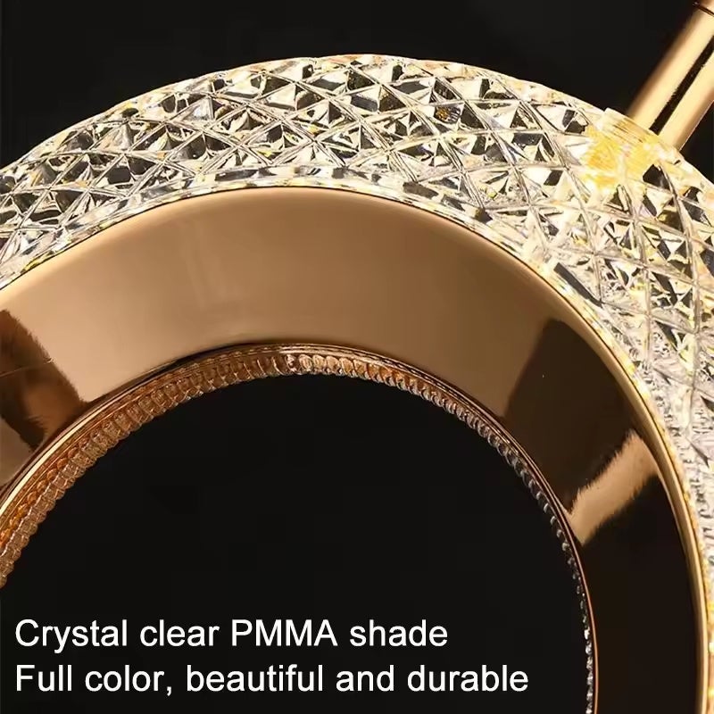Nordic Ring Lampa wisząca LED Crystal, lampa sufitowa do wnętrz, dekoracja pokoju, do sypialni, salonu, nowoczesne żyrandole, 6500 K - 8