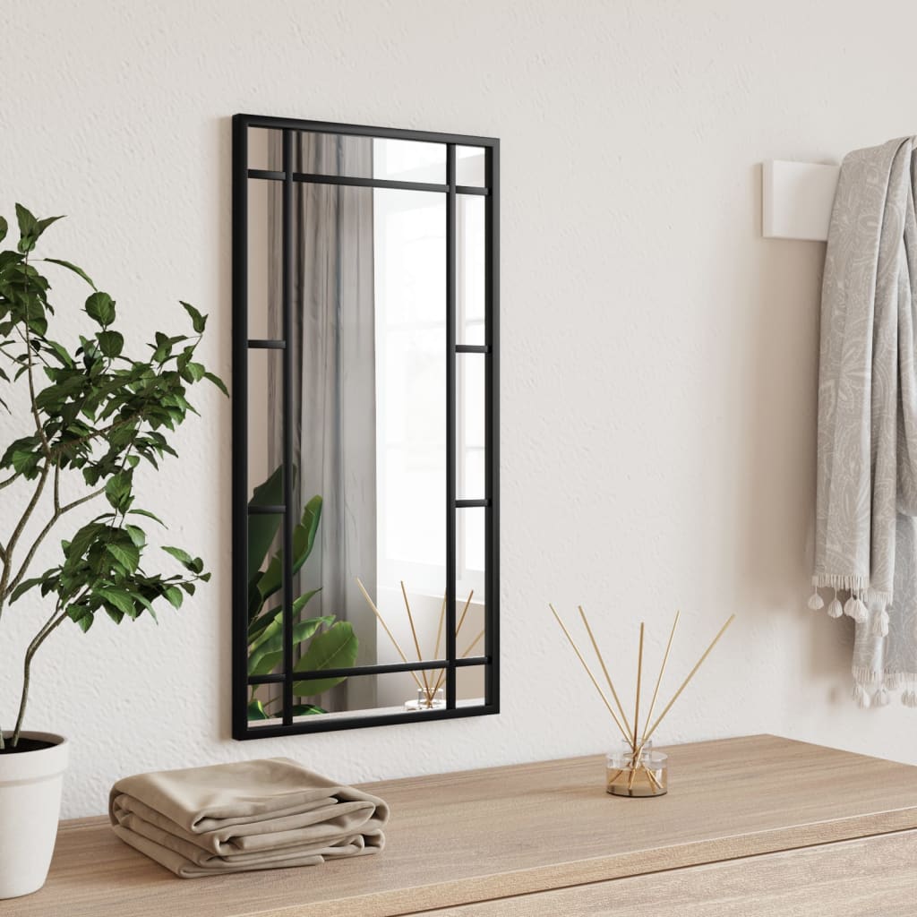Espejo de pared，espejo de baño rectangular de hierro negro 30x60 cm cfw86123