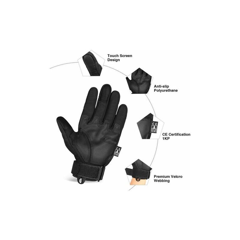 Gants Moto Homologué CE, Gants Scooter Unisexe Mi Saison Ecran Tactile Respirable pour Auto Moto, Vélo, Motocross, Camping, Randonné，Taille M - 2