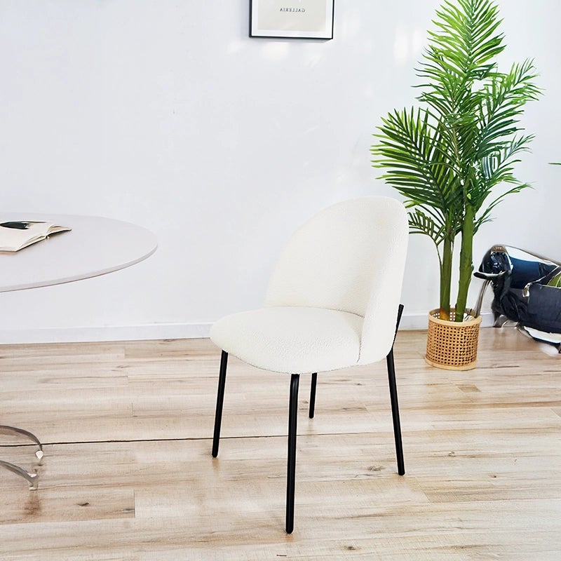 Sedia in tessuto effetto boucle bianca - 4