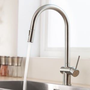 Cecipa max Mitigeur de Cuisine avec Douchette Extractible Robinet de Cuisine avec 2 Types de Jet D'eau Robinet d'évier en Inox Brossé,EU Modèle