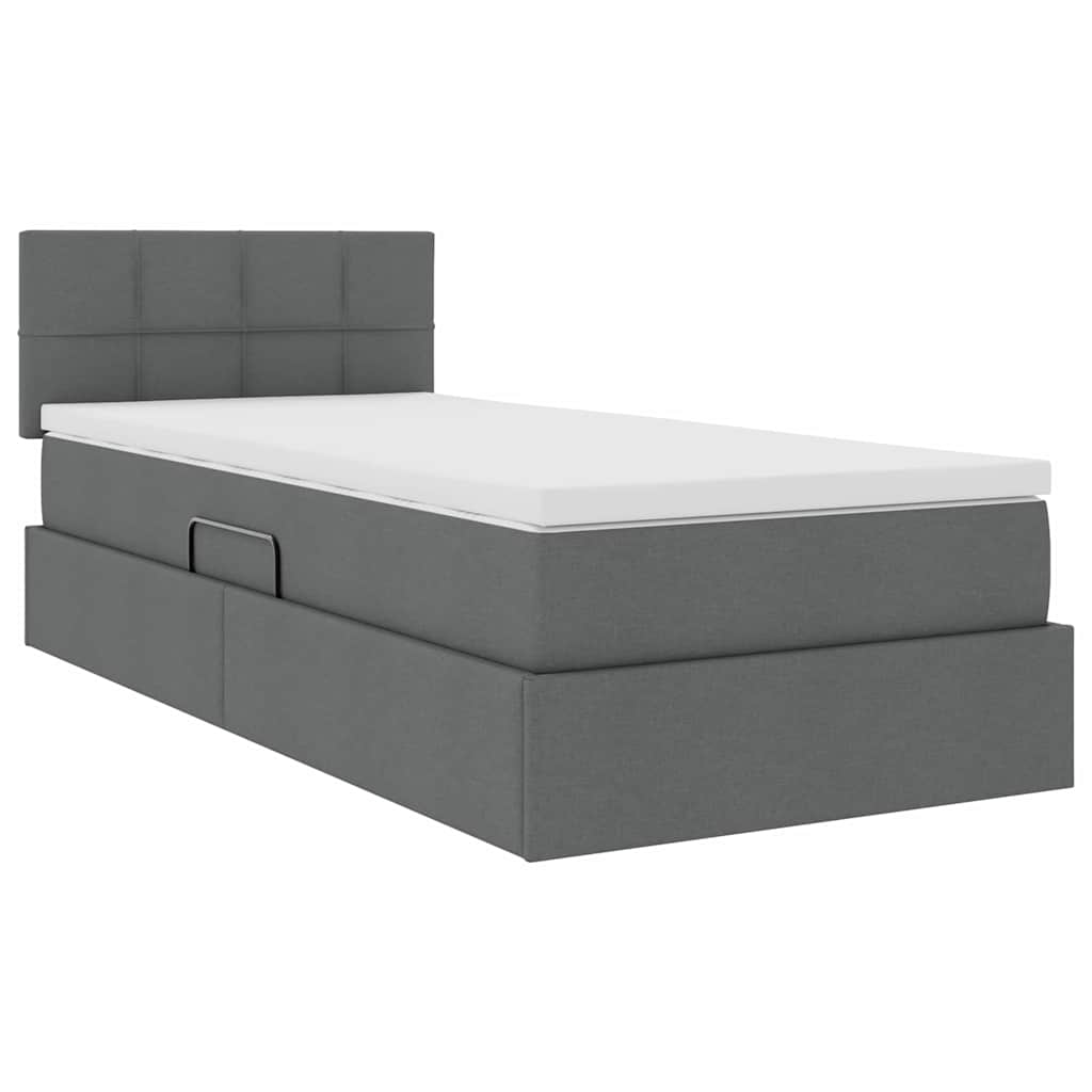 Lit de rangement avec matelas gris foncé 90 x 190 cm velours - 5