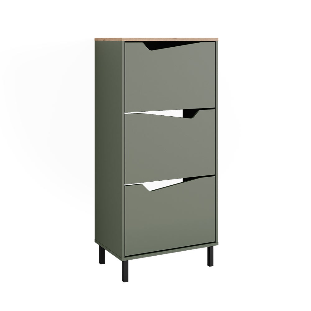 Vicco Wózek na buty Marelle, Zielony/rzemieślniczy, 60 x 129.5 cm z 3 przegrodami