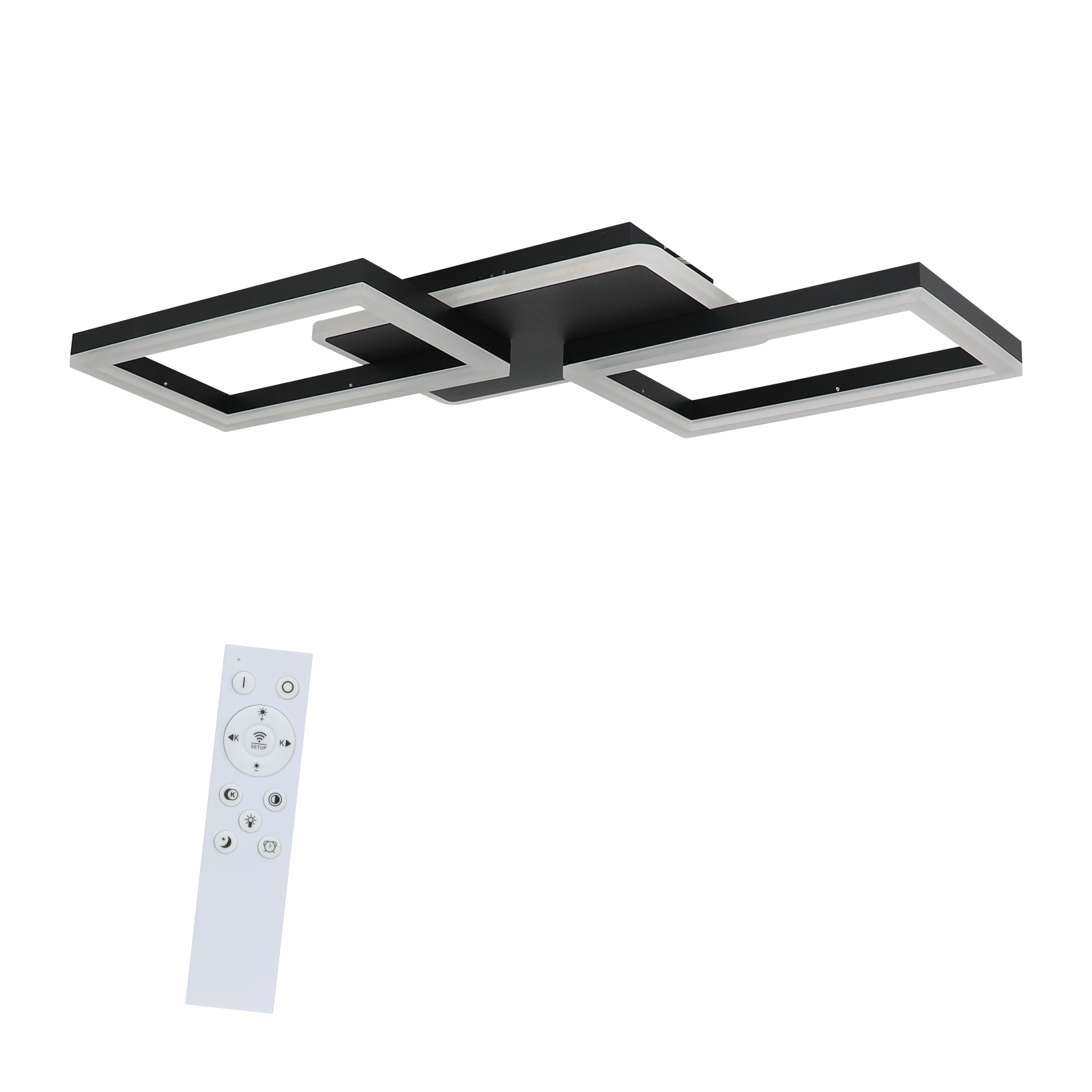 Nettlife Lampa sufitowa LED do salonu – duża, czarna, ściemnialna lampa sufitowa z pilotem, 48 W, nowoczesna metalowa lampa do sypialni, 54 cm - 9