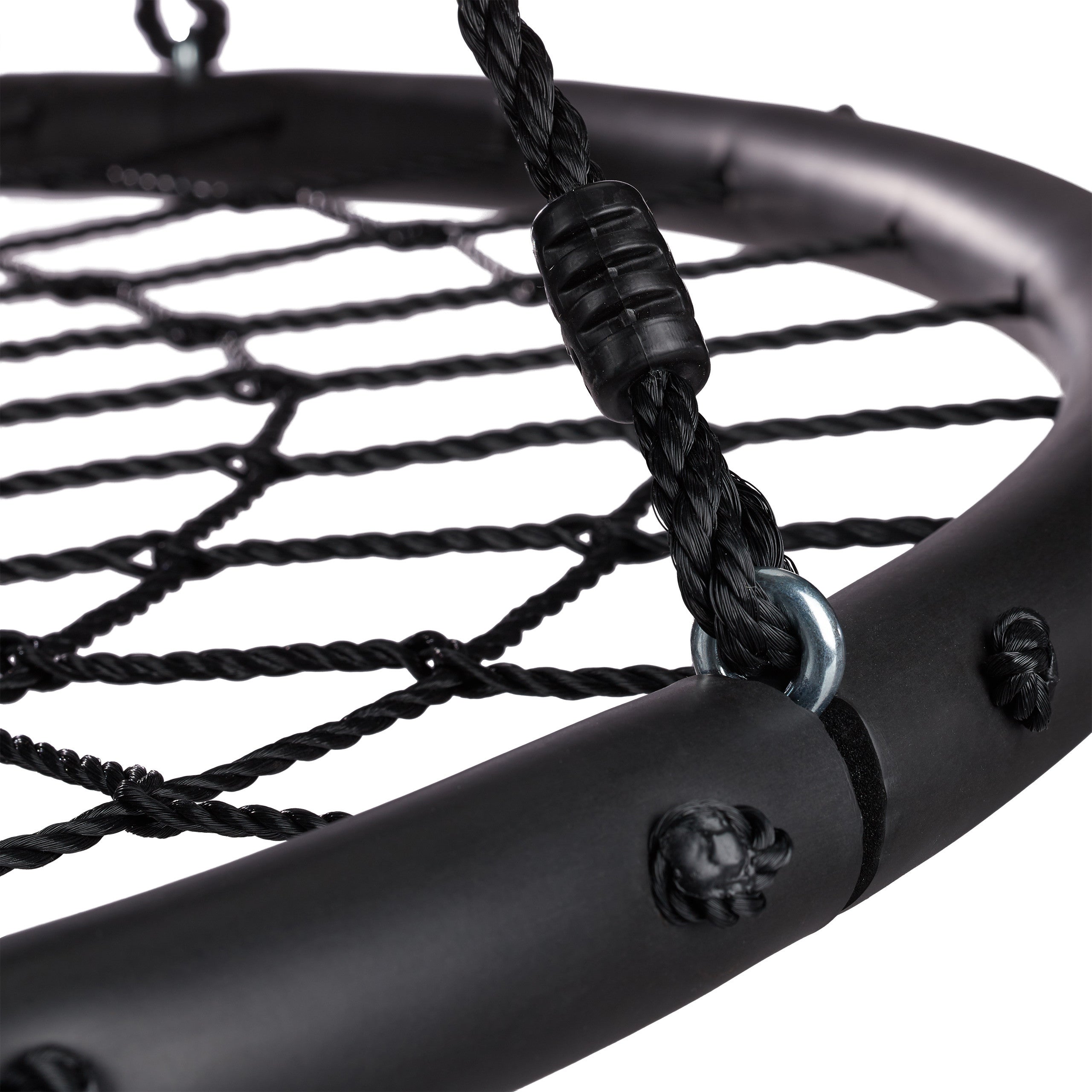 Balançoire nid d'oiseau maille filet 120cm à suspendre ajustable enfant adulte jardin extérieur 150 kg, noir, Relaxdays - 6
