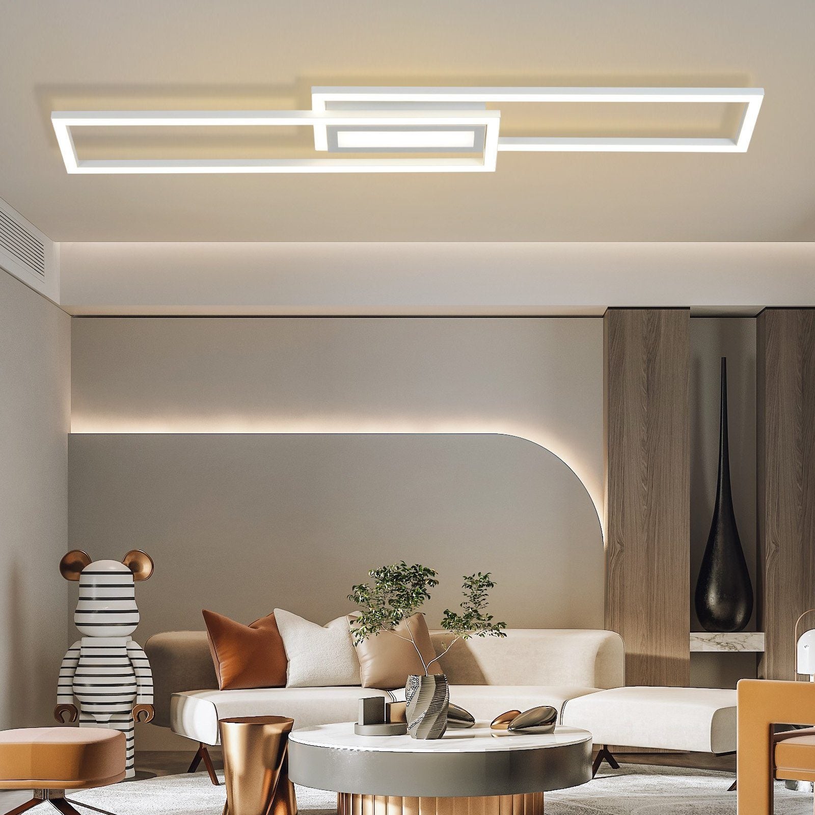 NETTLIFE Lampa sufitowa LED czarna lampa sufitowa nowoczesne geometryczne oświetlenie sufitowe z możliwością ściemniania za pomocą pilota - 8