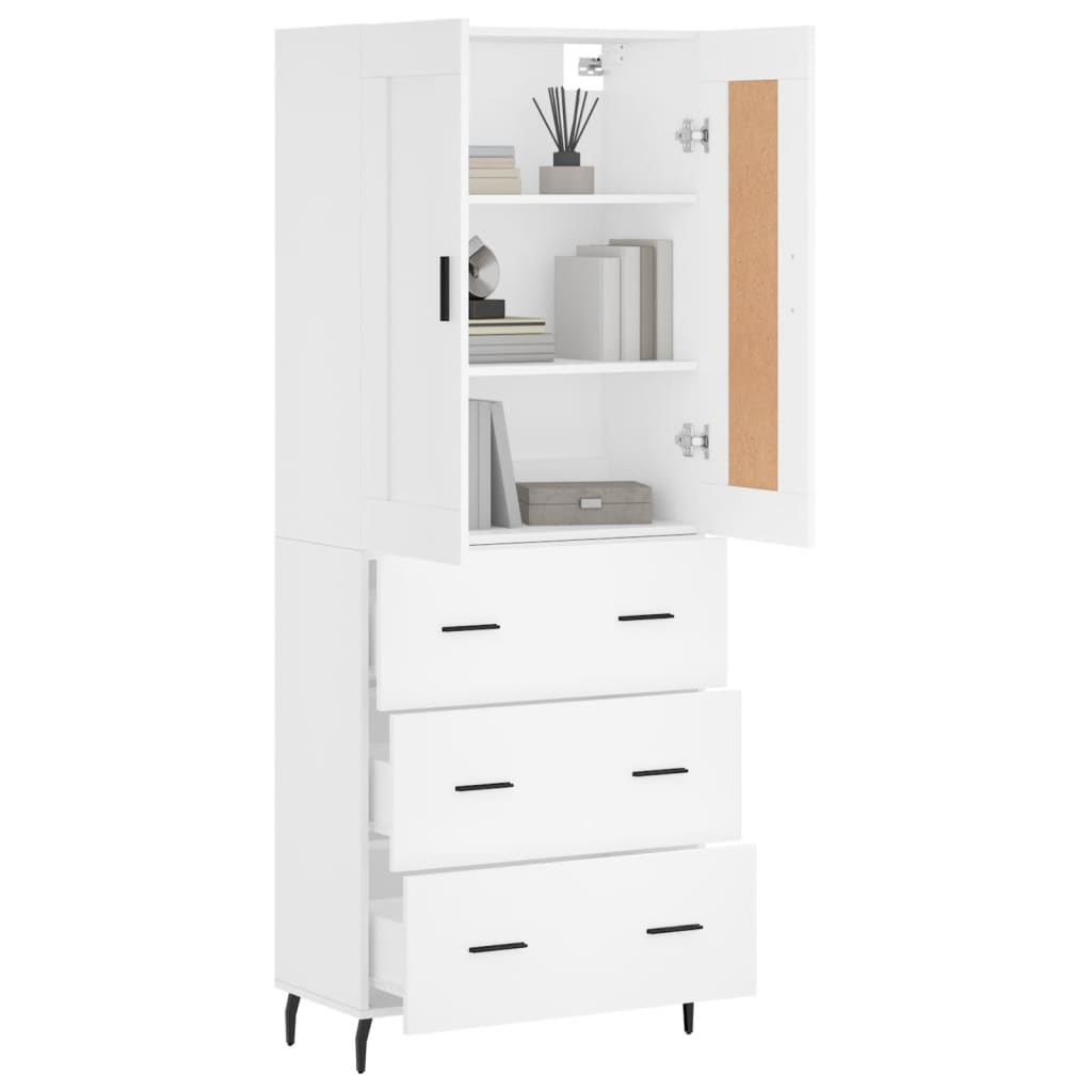 Buffet haut Blanc 69,5x34x180 Bois d'ingénierie - 3