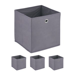 Relaxdays Scatola Portaoggetti, Set da 6 Box Organizer da Scaffale, HLP: 13x26,5x19 cm, Contenitori Portagiochi, Grigio