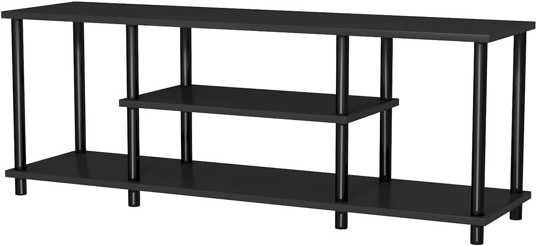 Meuble TV Noir Design Moderne - Console Multimédia Pour Téléviseurs Jusqu'à 65 Pouces - Rangement Pratique
