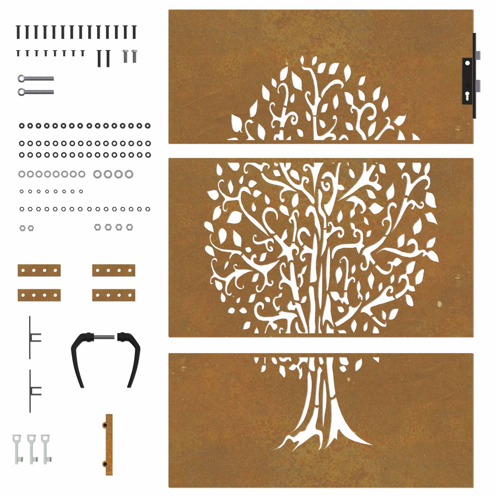 vidaXL Portail de jardin 85x150 cm acier corten conception de l'arbre - 4