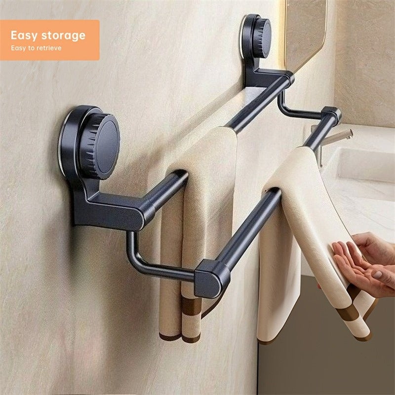 Porte-serviettes mural chromé moderne avec ventouses puissantes, organiseur de salle de bain | Porte-serviettes de 40 cm pour salle de bain - 3
