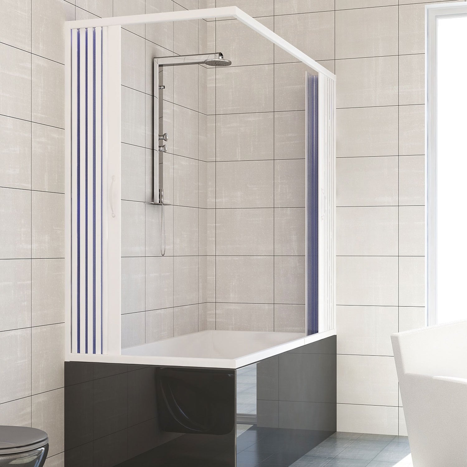 Cabine Parois De Douche Coulissante 70x160 Cm H 200 En PVC Lavande Verre Transparent Mod Glam Duo