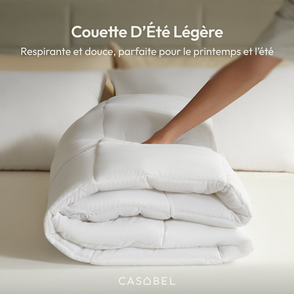 CASABEL Couette 240x260 cm, 450 gsm Polyester 4 Saisons, Respirante, Thermorégulatrice, Lavable - 4
