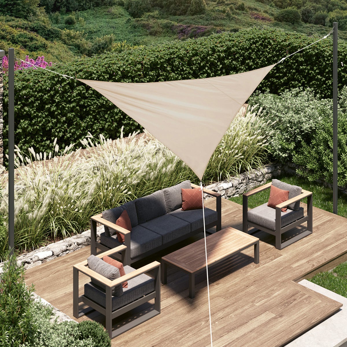 Voile D'ombrage Triangulaire Imperméable Hitopin - 2x2x2 M, Protection UV 95% - Pour Jardin, Terrasse, Piscine - 3
