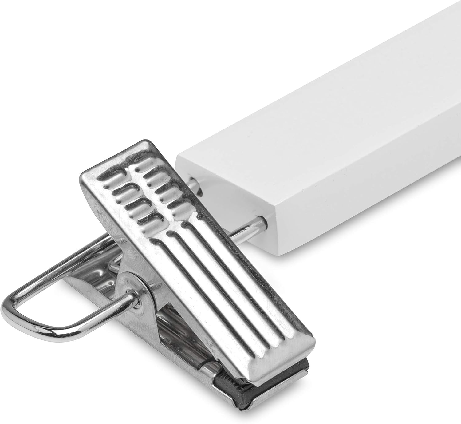 Cintre en bois massif pour jupes, pantalons et jeans, couleur naturelle, avec pinces réglables et crochet pivotant (24 unités, blanc) - 4