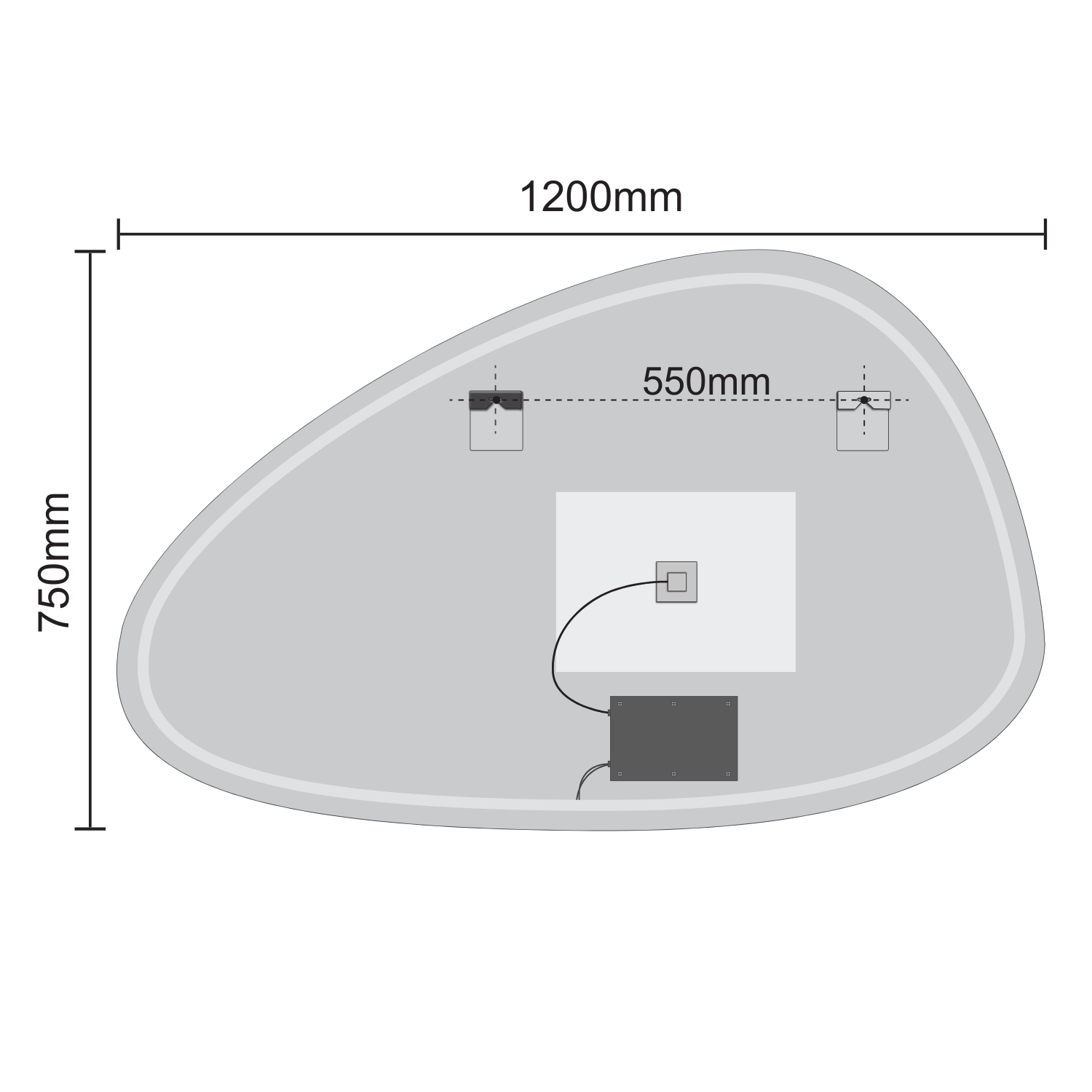 LOMAZOO Miroir salle de bain Sevilla avec LED 120 x 75 cm asymétrique - 7