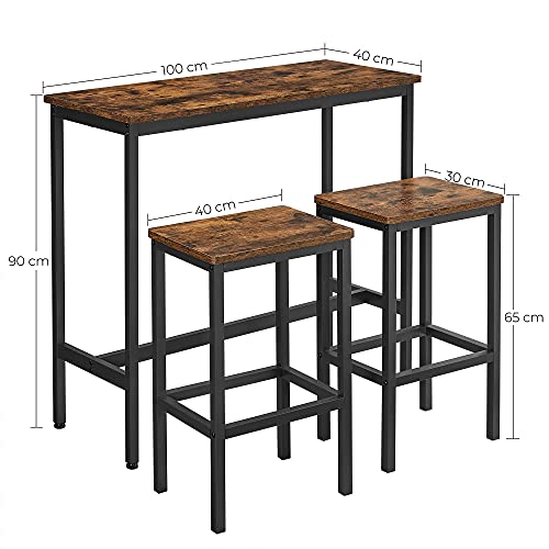 Vasagle Juego De Mesa Y Taburetes De Bar Mesa De Desayuno Con 2 Taburetes - Imagen 3