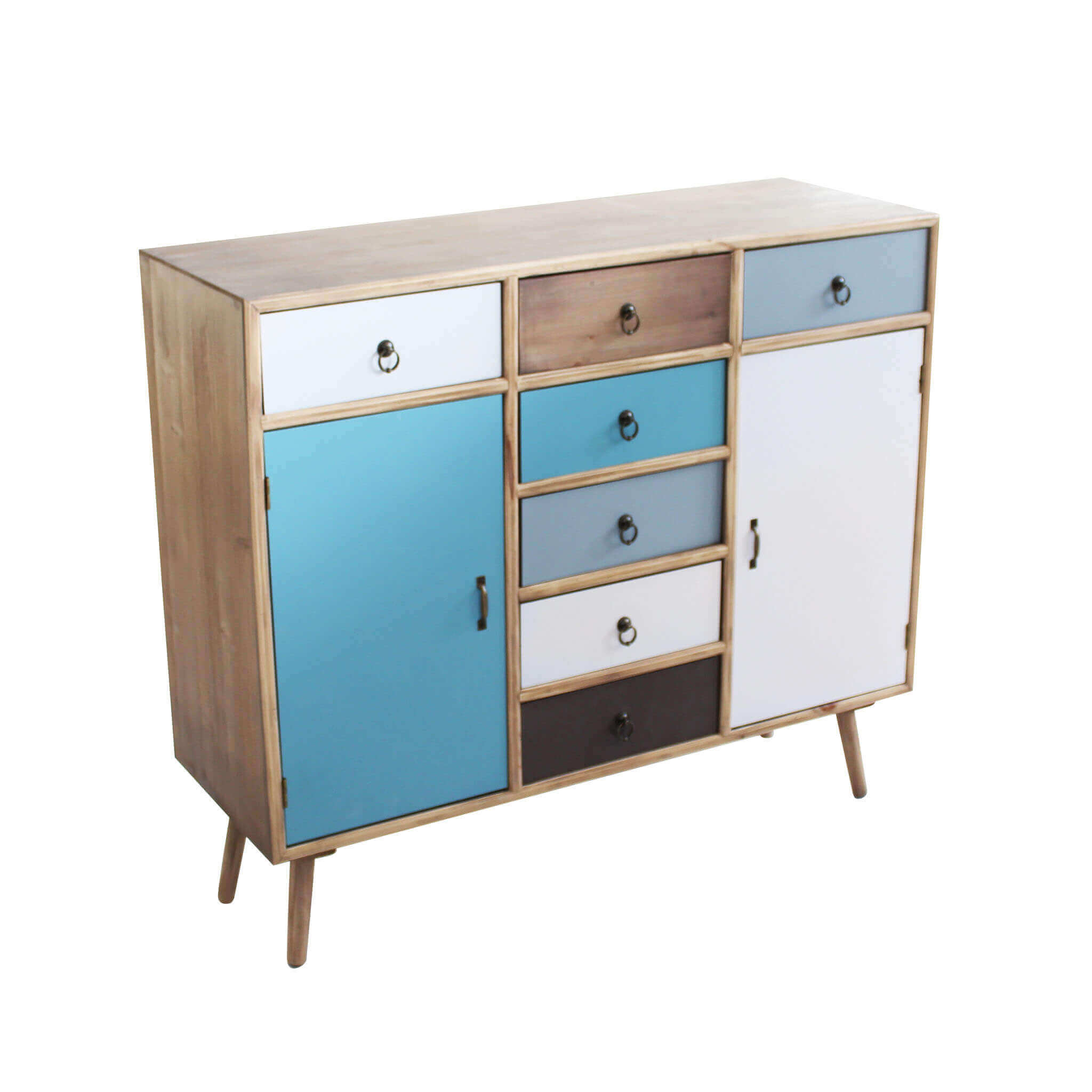 Mobile 7 Cassetti E 2 Ante Milani Home | Stile Industriale | 100x35x90 Cm | Per Casa O Ufficio