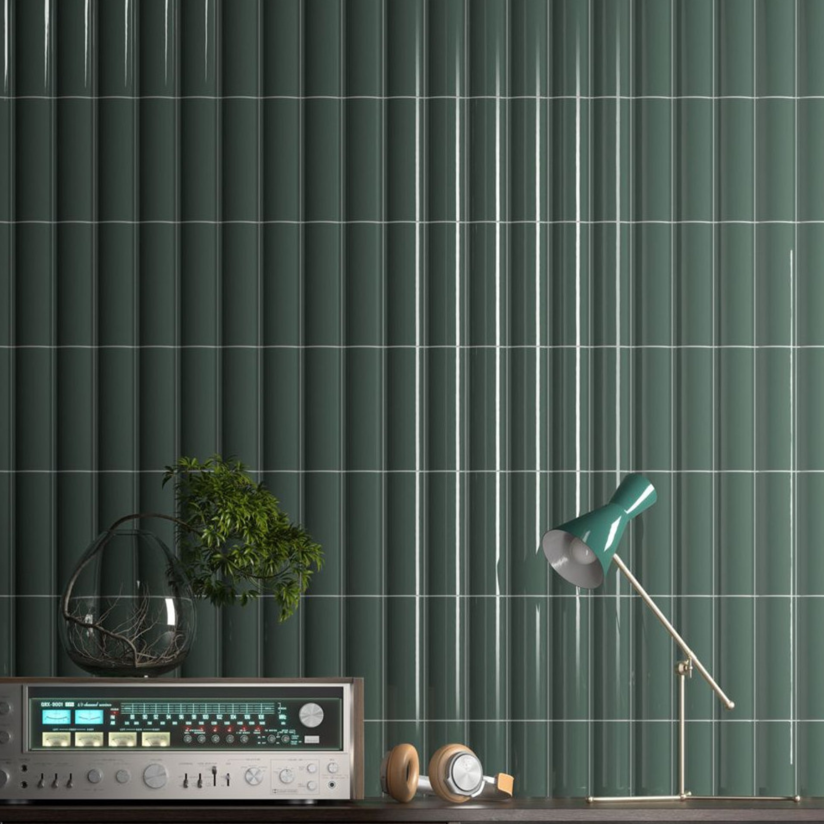 CARRELAGE MURAL 10 X 20 BISEAUTE BRILLANT COULEUR VERT FONCE - Acheter