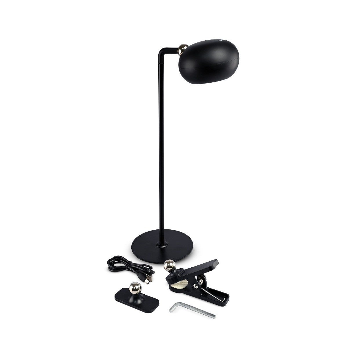 Lampka uniwersalna biurkowa lub z klipsem akumulatorowa 3W 300lm Czarna Videx