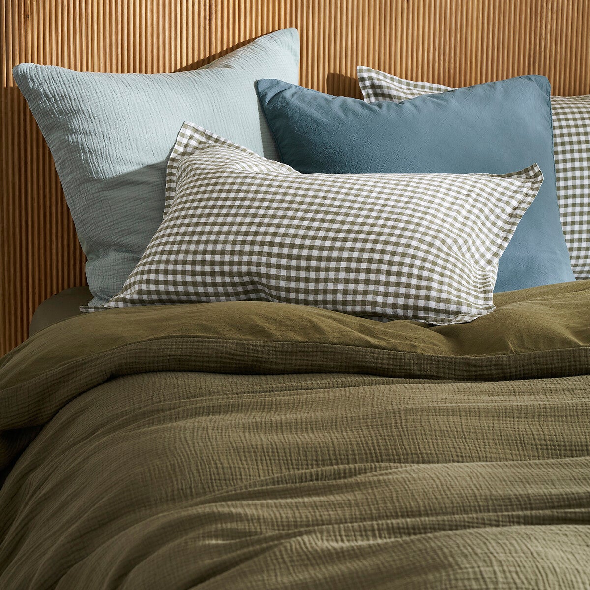 Housse de couette gaze de coton/coton lavé, Kumco - Acajou - 240 x 220 cm - 5