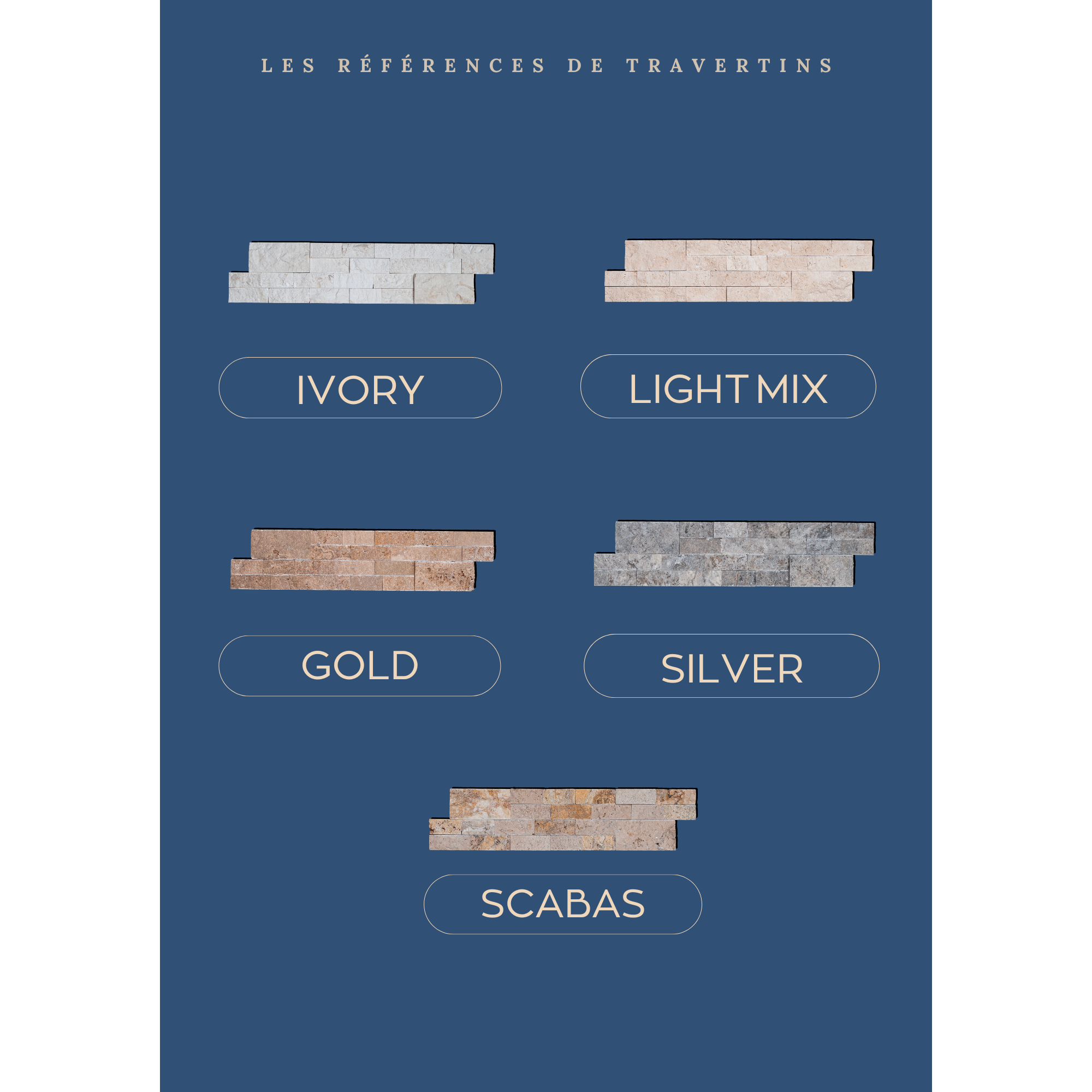 Plaquette de parement en Travertin Gamme Silver format puzzle l.15.2 x L.61 (6 pièces) - 8