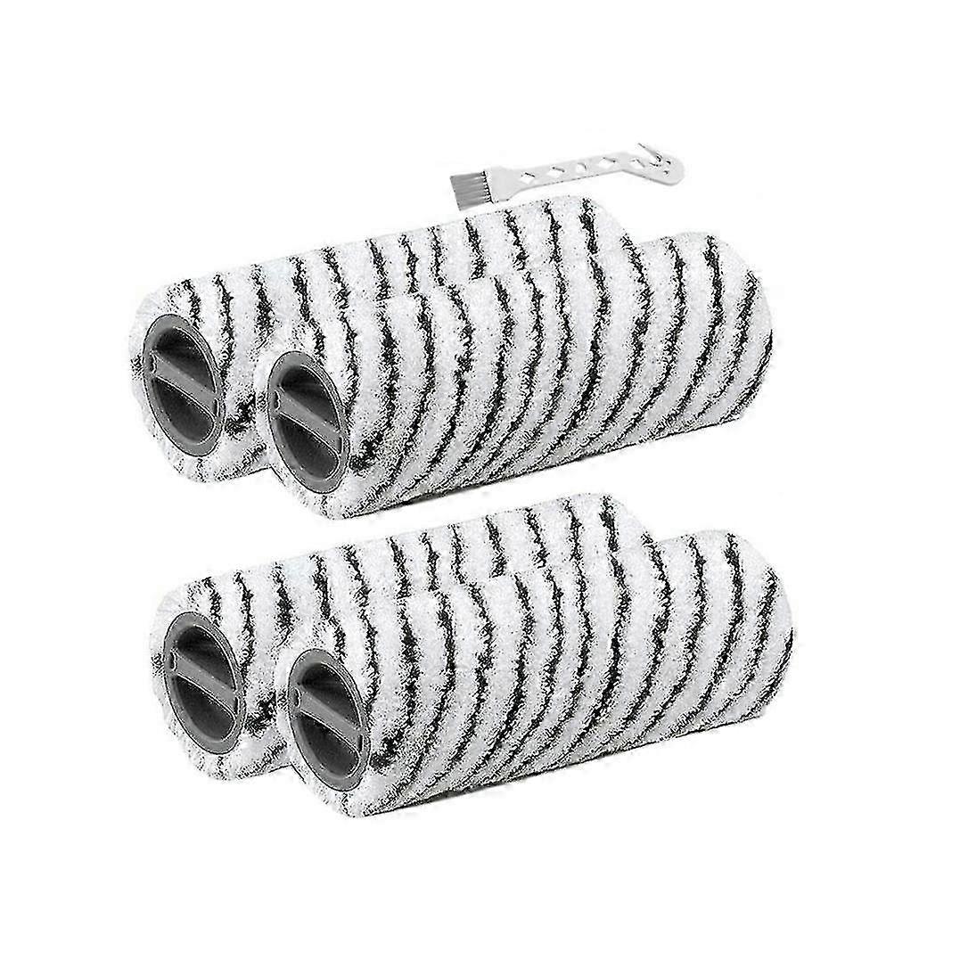 Kit De 4 Rouleaux Microfibre Pour Kärcher FC7/FC5/FC3 - Nettoyage Des Sols - Couleur Jaune/gris