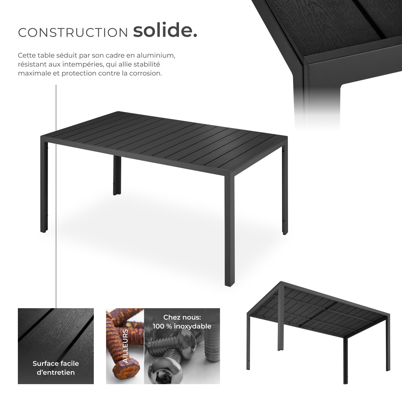 TECTAKE Mesa de jardín de aluminio y plástico - 3